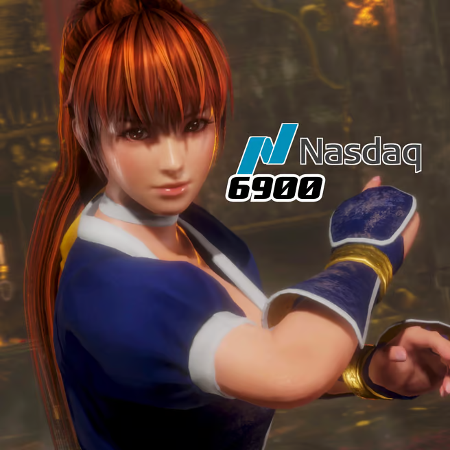 Nasdaq6900 temple stance with logo overlay